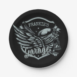 Plato De Papel NOMBRE Personalizado Biker Skull Wings Motorcycle 