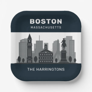Plato De Papel Nombre personalizado Boston Massachusetts