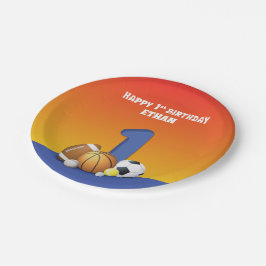 Plato De Papel Nombre personalizado Boy 1ª Bolas Deportivas de Cu