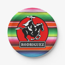 Plato De Papel NOMBRE Personalizado Carro Caballo Serape Español