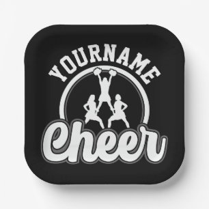 Plato De Papel NOMBRE Personalizado Cheer equipo Varsity CheerLea