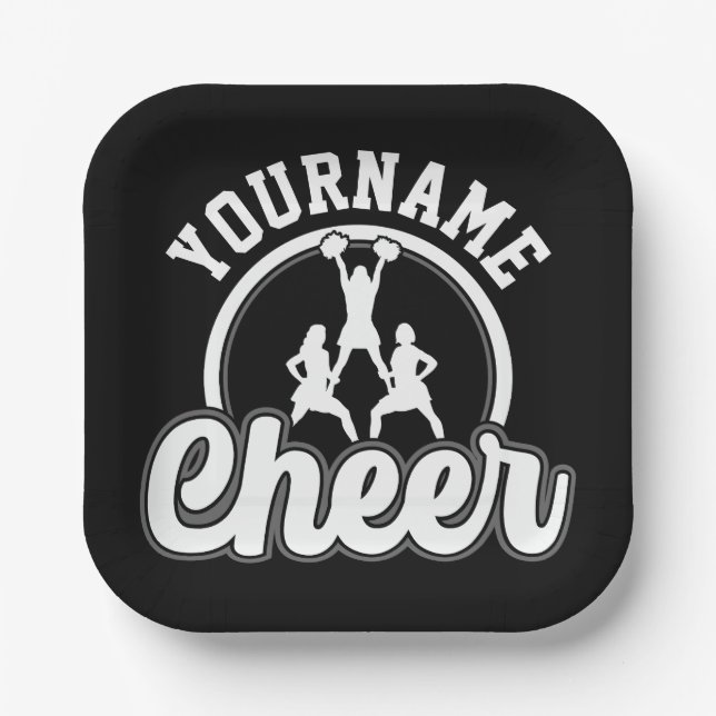 Plato De Papel NOMBRE Personalizado Cheer equipo Varsity CheerLea (Anverso)