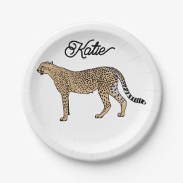 Plato De Papel Nombre Personalizado Cheetah