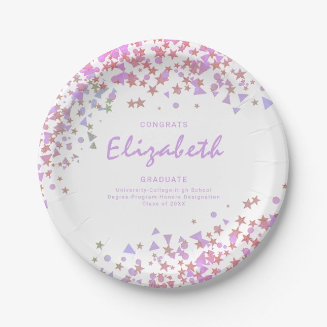 Plato De Papel Nombre personalizado "Clase de" Parte de Graduació (Anverso)