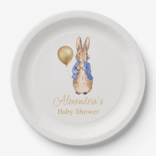 Plato De Papel Nombre personalizado conejo clásico