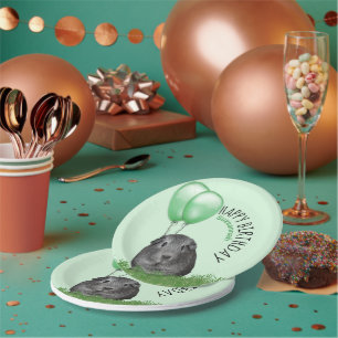 Plato De Papel Nombre personalizado Cumpleaños Guinea Cerdo Globo