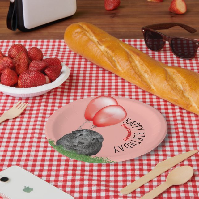 Plato De Papel Nombre personalizado Cumpleaños Guinea Cerdo Globo (Picnic)