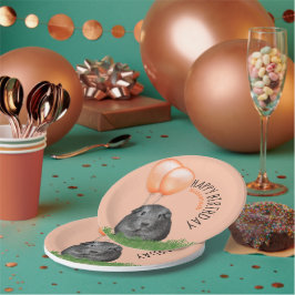 Plato De Papel Nombre personalizado Cumpleaños Guinea Naranjas de