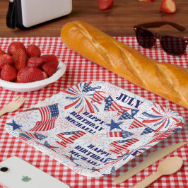 Plato De Papel Nombre personalizado Cumpleaños Jueves Bandera Azu