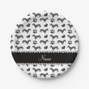 Plato De Papel Nombre personalizado dachshunds grises palas de co