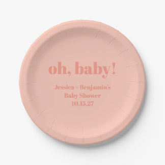 Plato De Papel Nombre personalizado de Baby Shower de la bandeja
