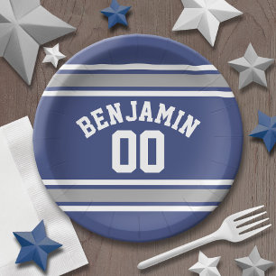 Plato De Papel Nombre personalizado de Jersey para Deportes Azule