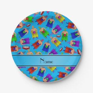 Plato De Papel Nombre personalizado de lucha azul cielo en méxic