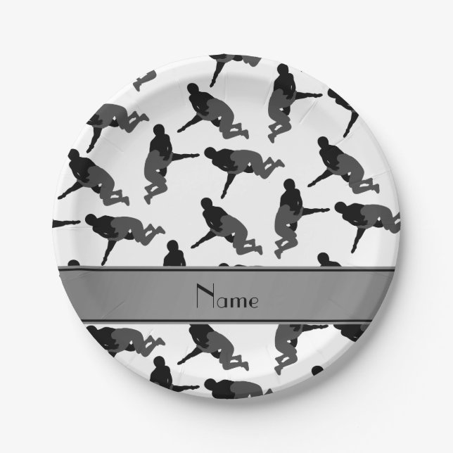 Plato De Papel Nombre personalizado de lucha blanca (Anverso)