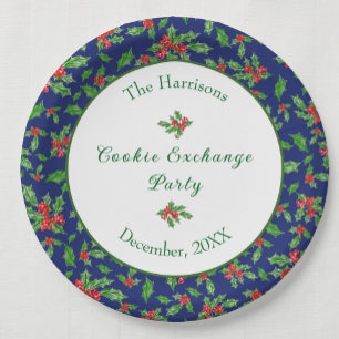 Plato De Papel Nombre personalizado del Fiesta de Cookie Exchange