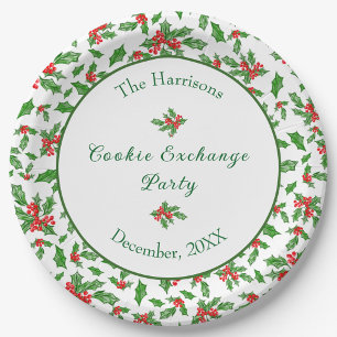 Plato De Papel Nombre personalizado del Fiesta de Cookie Exchange