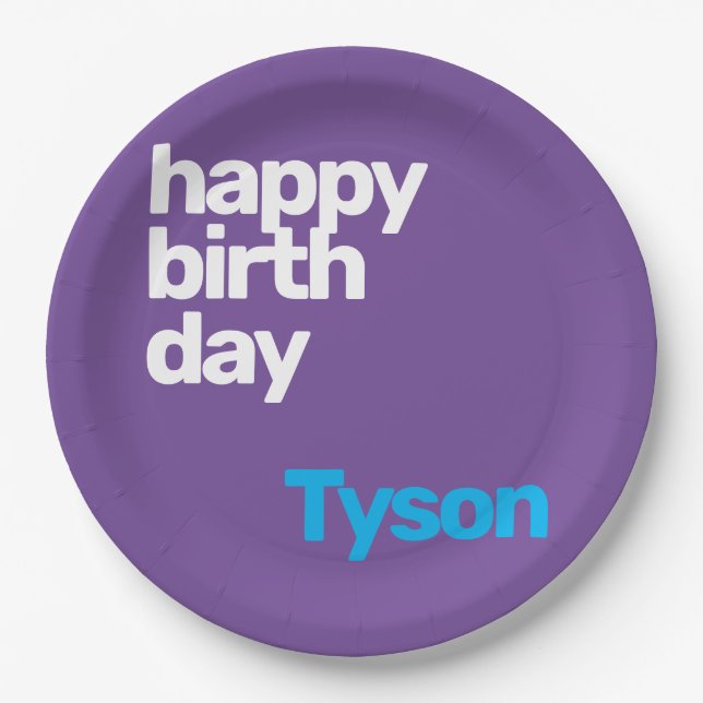 Plato De Papel nombre personalizado feliz cumpleaños mínimo fiest (Anverso)