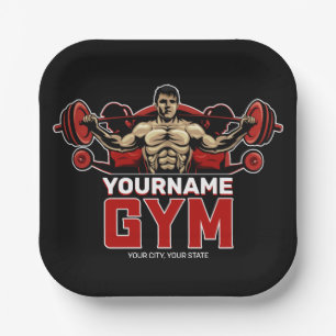 Plato De Papel NOMBRE Personalizado Fitness Home GYM Levantamient