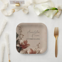 Nombre personalizado floral romántico de magnolia