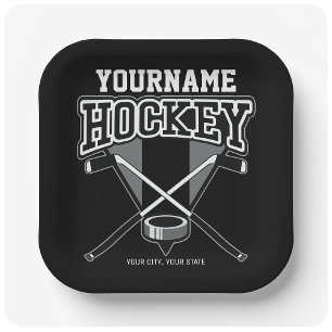 Plato De Papel NOMBRE personalizado Jugador de hockey Equipo de p