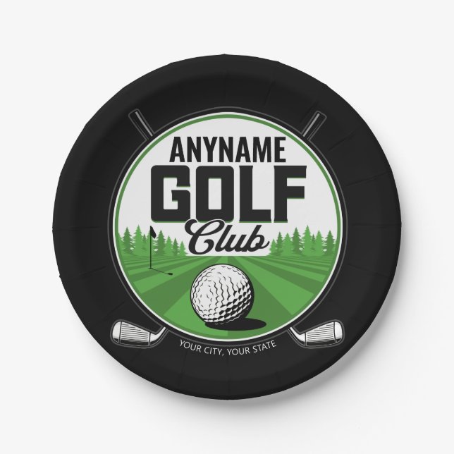 Plato De Papel NOMBRE Personalizado Jugador del Club de Golf Golf (Anverso)