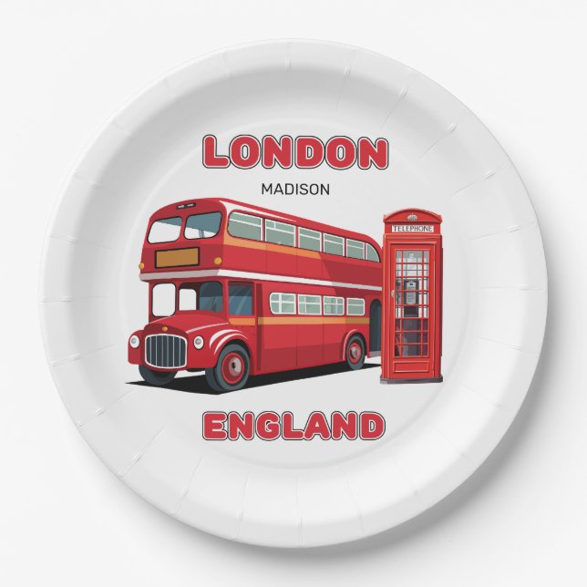 Plato De Papel Nombre personalizado Londres Inglaterra (Anverso)