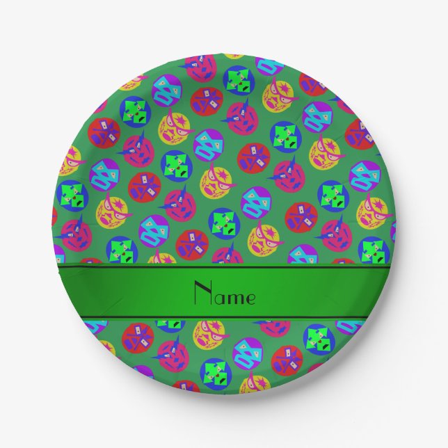 Plato De Papel Nombre personalizado: máscaras de lucha libre mexi (Anverso)