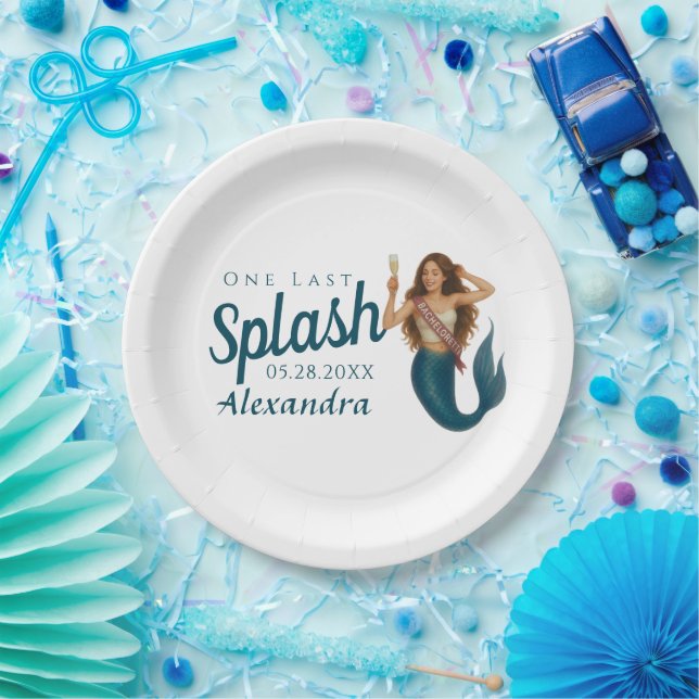 Plato De Papel Nombre Personalizado Mermaid Bachelorette (Fiesta)