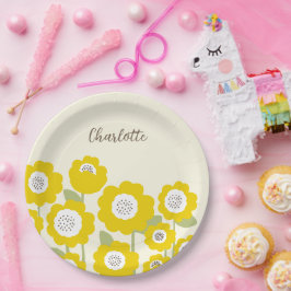 Plato De Papel Nombre personalizado mínimo de girasol moderno min