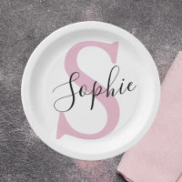 Nombre personalizado moderno Monograma rosa