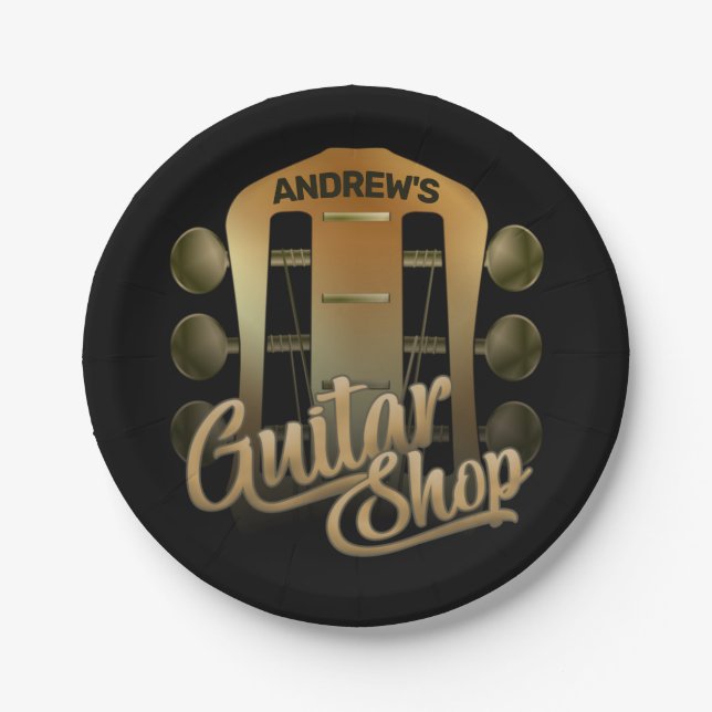 Plato De Papel NOMBRE Personalizado Músico de Tienda de Música Ro (Anverso)
