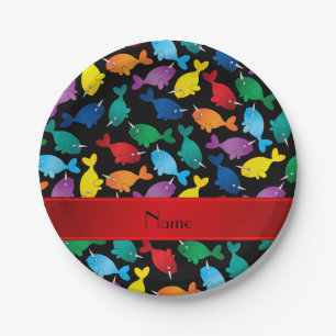 Plato De Papel Nombre personalizado: narguile arcoiris negro