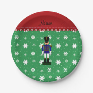 Plato De Papel Nombre personalizado nevado verde nevado nutcracke