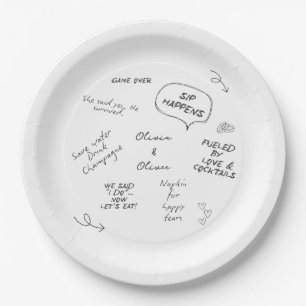 Plato De Papel Nombre personalizado, nota de amor divertida escri