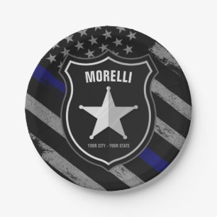 Plato De Papel NOMBRE Personalizado Oficial de Policía Sheriff Co