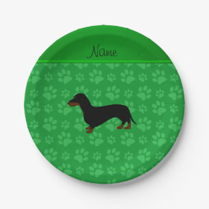 Plato De Papel Nombre personalizado patas verdes de dachshund