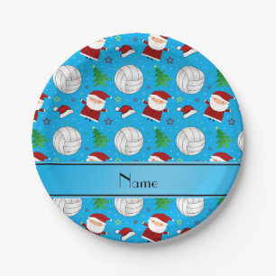 Plato De Papel Nombre personalizado patrón de navidades de voleib