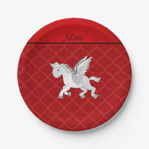 Plato De Papel Nombre personalizado pegasus rojo marroquí