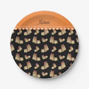Plato De Papel Nombre personalizado: perros shih tzu negros