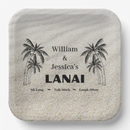Plato De Papel Nombre personalizado Personalizado Lanai Tropical 