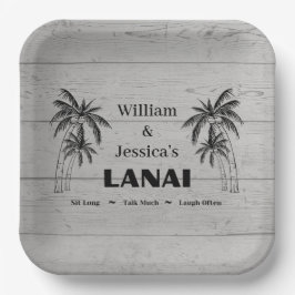 Plato De Papel Nombre personalizado Personalizado Lanai Tropical 
