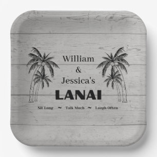 Plato De Papel Nombre personalizado Personalizado Lanai Tropical 