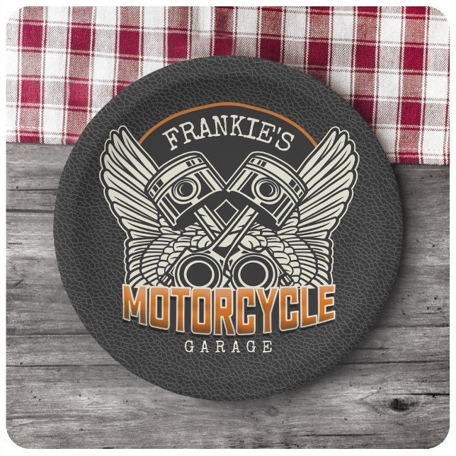 Plato De Papel NOMBRE personalizado Pistons Wings Motorcycle Bike (Subido por el creador)