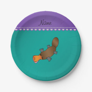 Plato De Papel Nombre personalizado platypus green