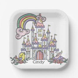 Plato De Papel Nombre personalizado Princess Castle