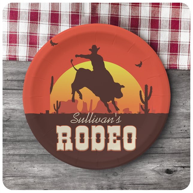 Plato De Papel NOMBRE Personalizado Rodeo de Cowboy Bull Rider Oc (Subido por el creador)