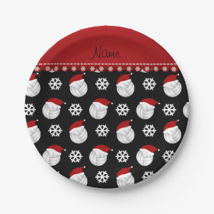 Plato De Papel Nombre personalizado: sombreros santa de voleibol