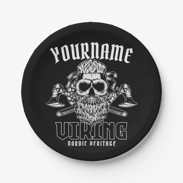 Plato De Papel NOMBRE Personalizado Viking Nórdico Warrior Herita (Anverso)