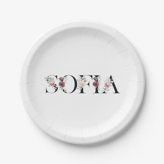 Plato De Papel Nombre Sofía. (Anverso)