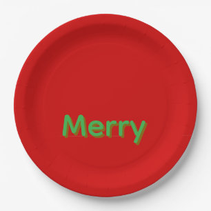 Plato De Papel Nombre verde alegre sobre rojo